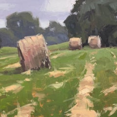 "Harvest" - hay bales, field, landscape, country painting, impressionism