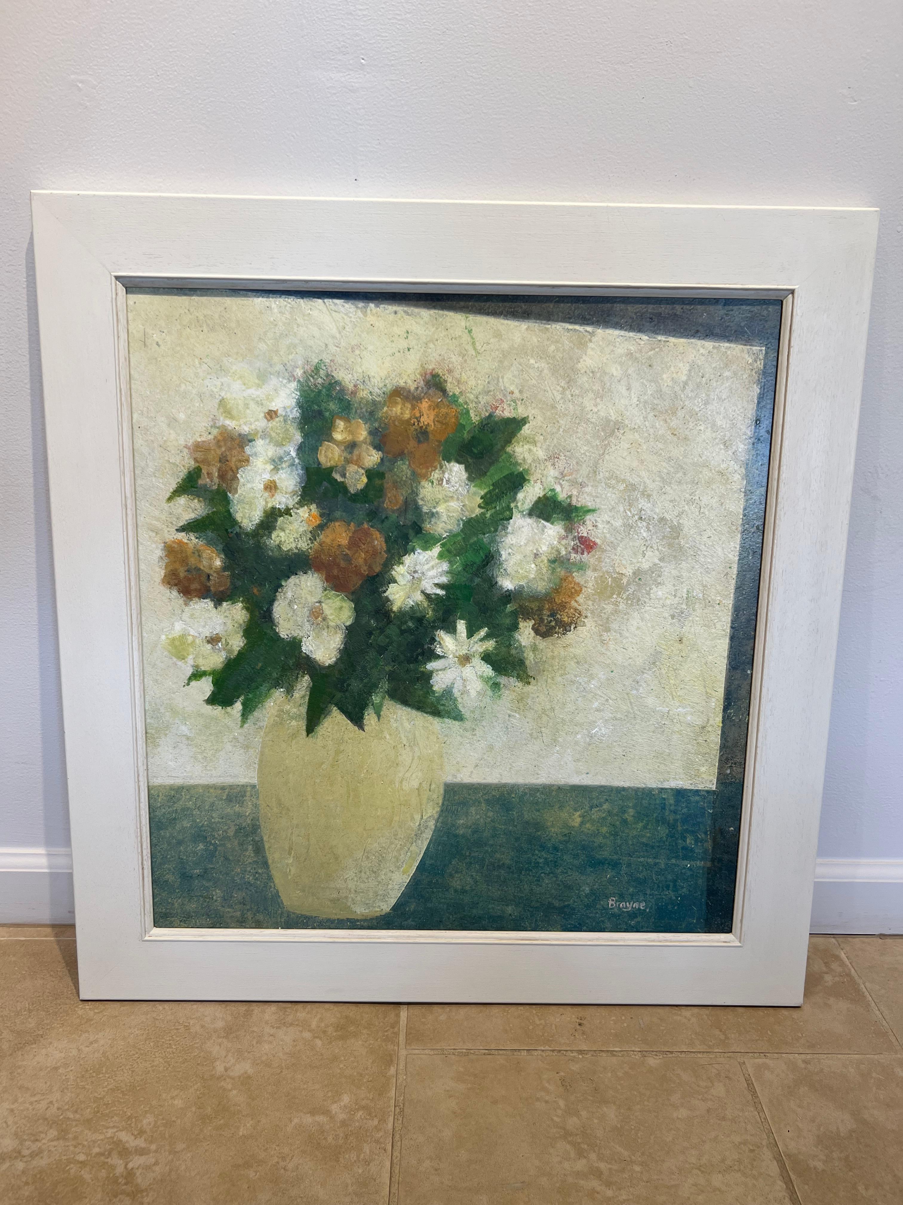 Orange Blumen – Painting von David Brayne