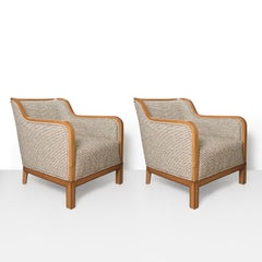 David Bromberg designed Swedish Art Deco pair of Elm lounge chairs