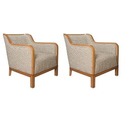 David Bromberg designed Swedish Art Deco pair of Elm lounge chairs