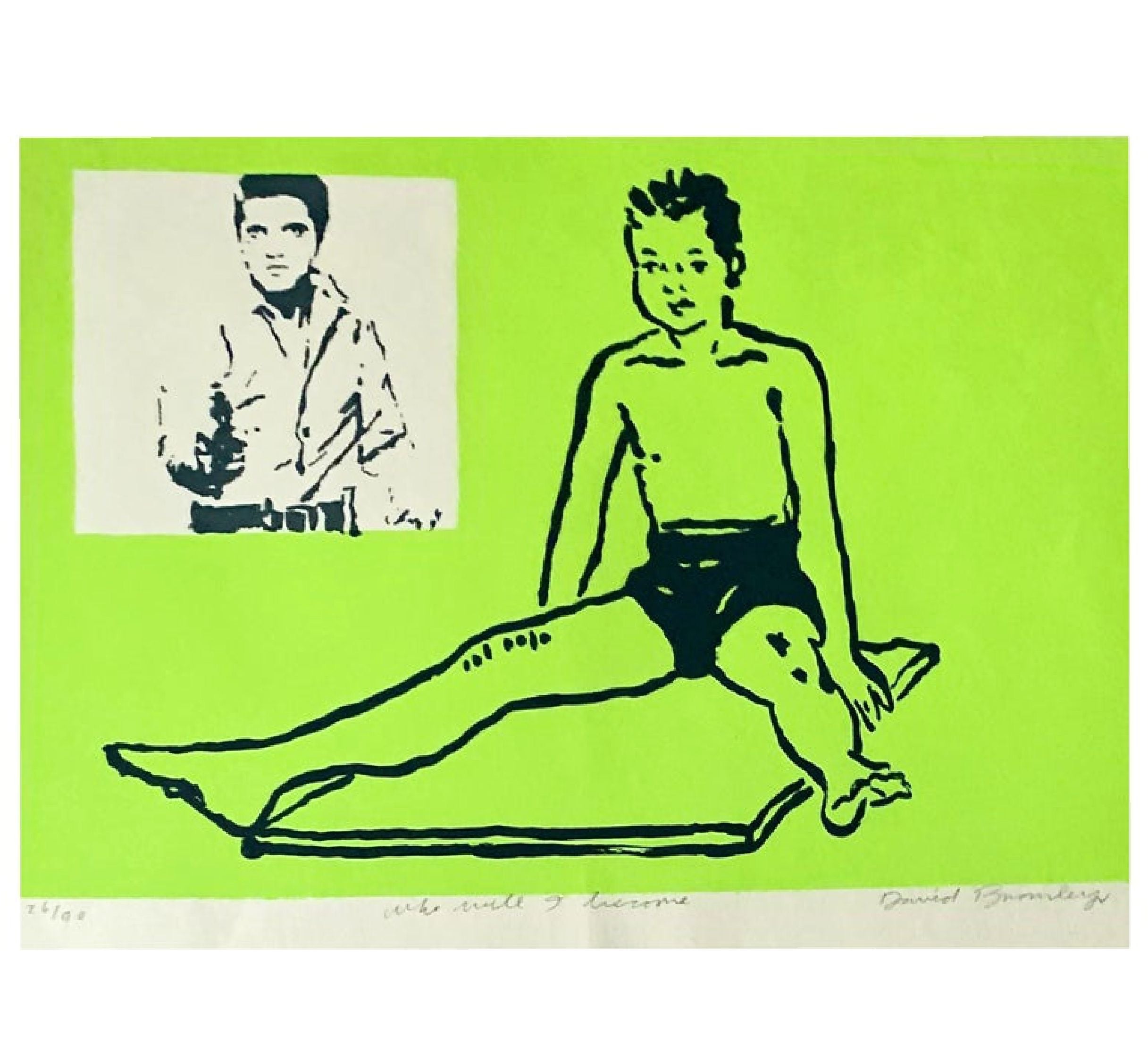 David Bromley Aussie Pop Art Silk Screen Painting ‘Boy Leaping’ 1990s Modern Art For Sale