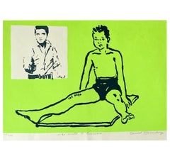 David Bromley Aussie Pop Art Silk Screen Painting ‘Boy Leaping’ 1990s Modern Art