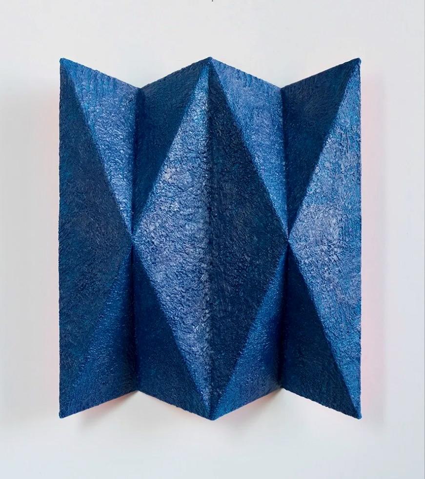 David Brown Abstract Sculpture - "Corrugation in Deep Blue"