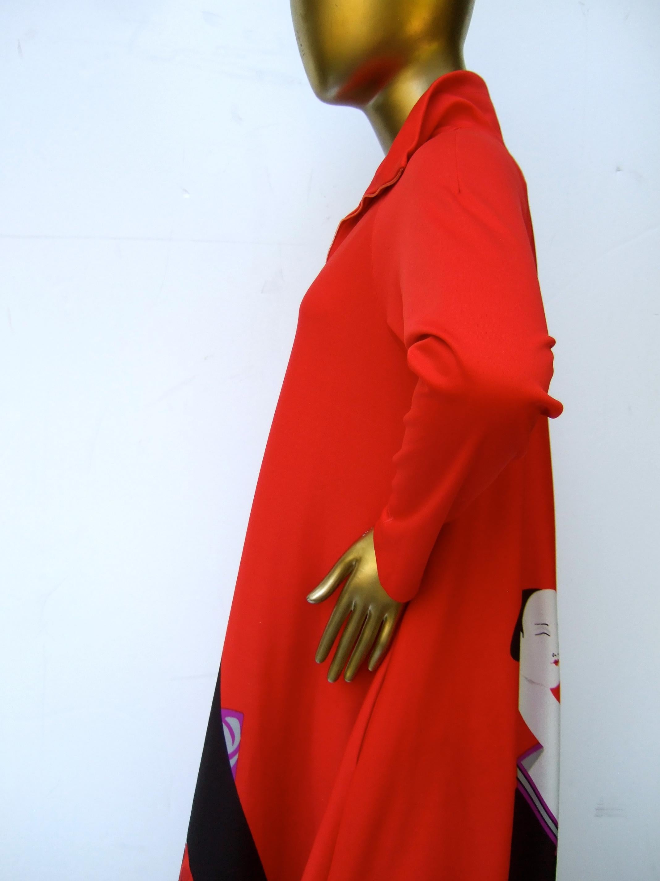 David Brown for Saks Fifth Avenue Chic Bold Poly Knit Patio Lounge Gown c 1970s For Sale 6