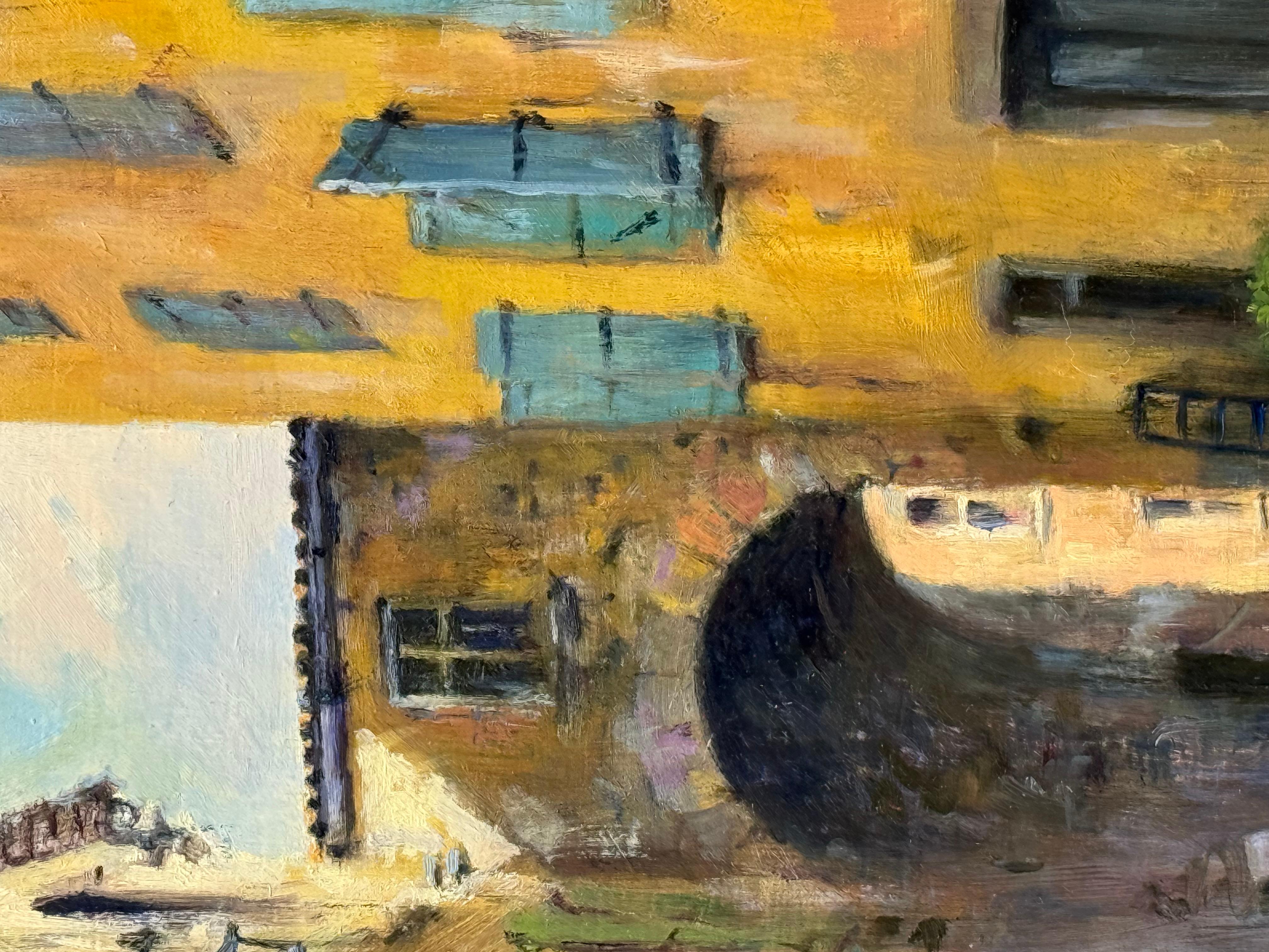 Peinture originale à l'huile sur carton représentant le village historique de 
Corde-sur-Ciel en France par l'artiste américain bien connu, David Buckley Good.  Signé en bas à gauche par l'artiste.  Titre au verso. L'état est excellent.  Circa 2010.