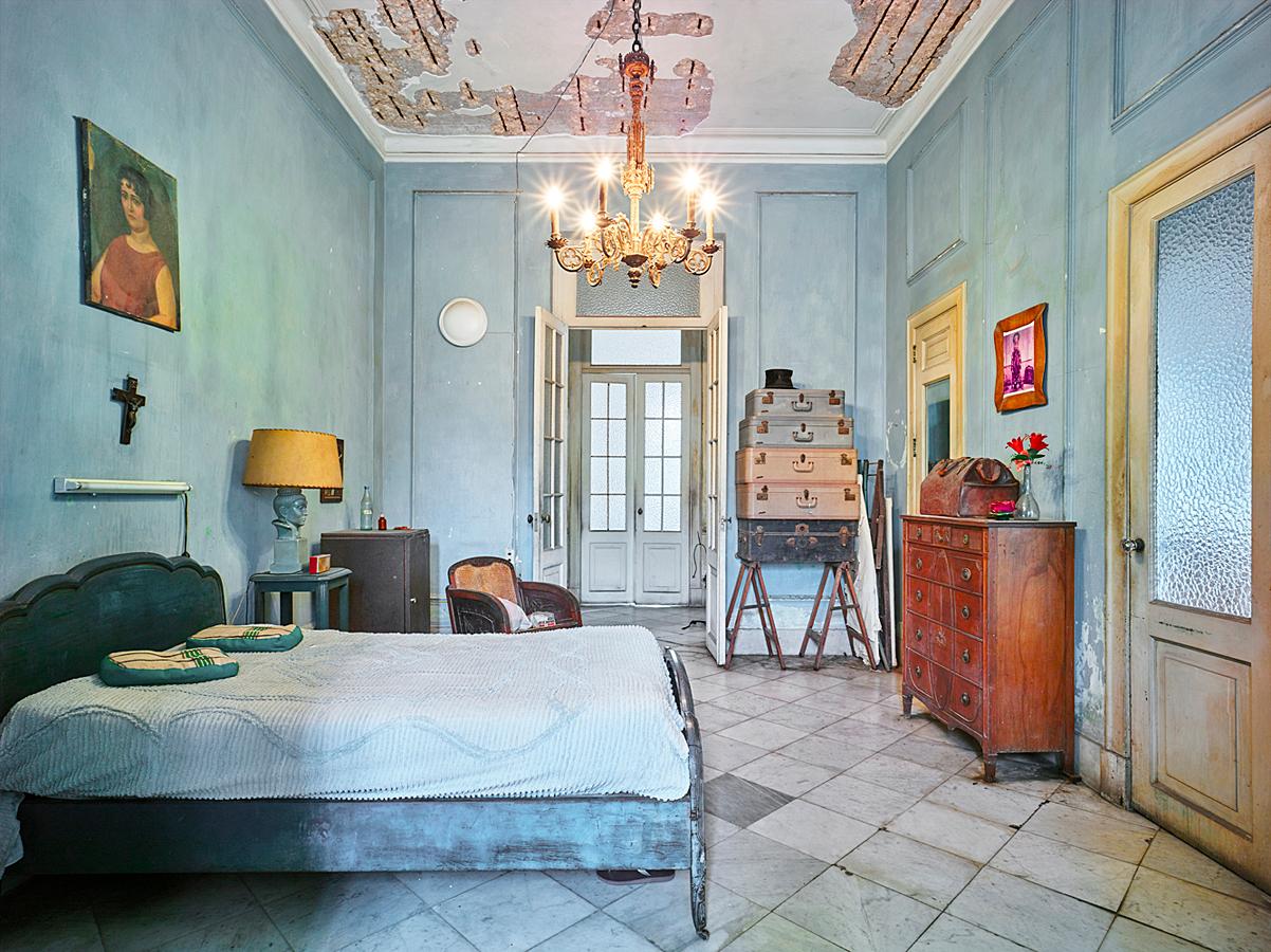 David Burdeny Color Photograph - Blue Bedroom, Havana, Cuba (32” x 40”)