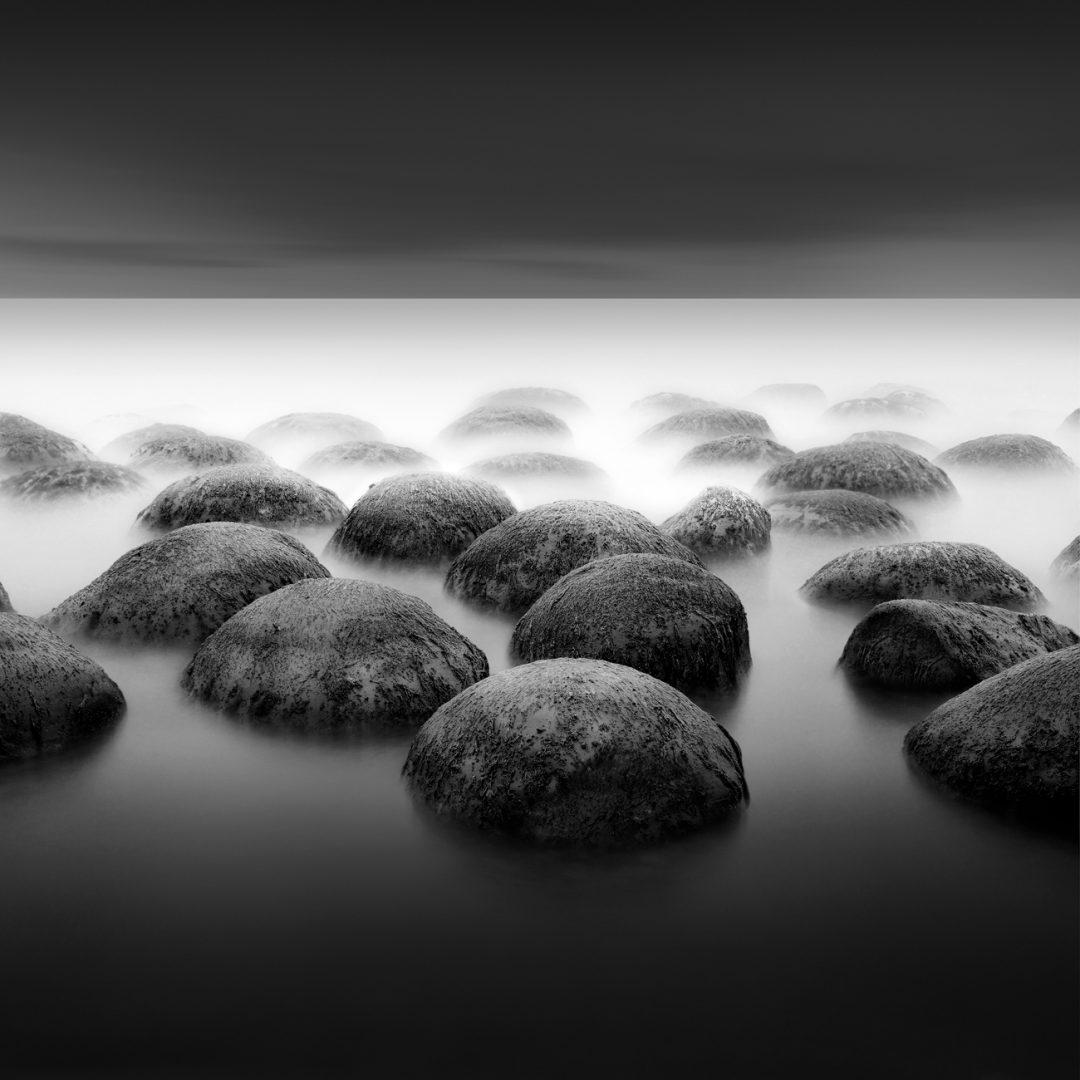 David Burdeny Black and White Photograph - Bowling Ball Beach - Black and White - Nature Photography - Contemplative