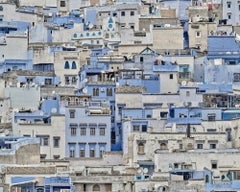 "Chefchaouen 02, Morocco" Contemporary Cityscape Framed Photograph on Aluminum