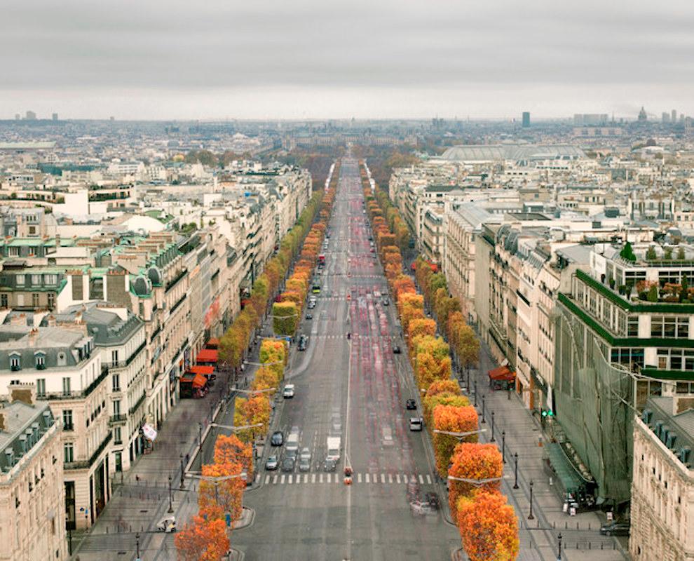 David Burdeny - Avenida de los Campos Elíseos, París, Fotografía 2016, Impresión posterior