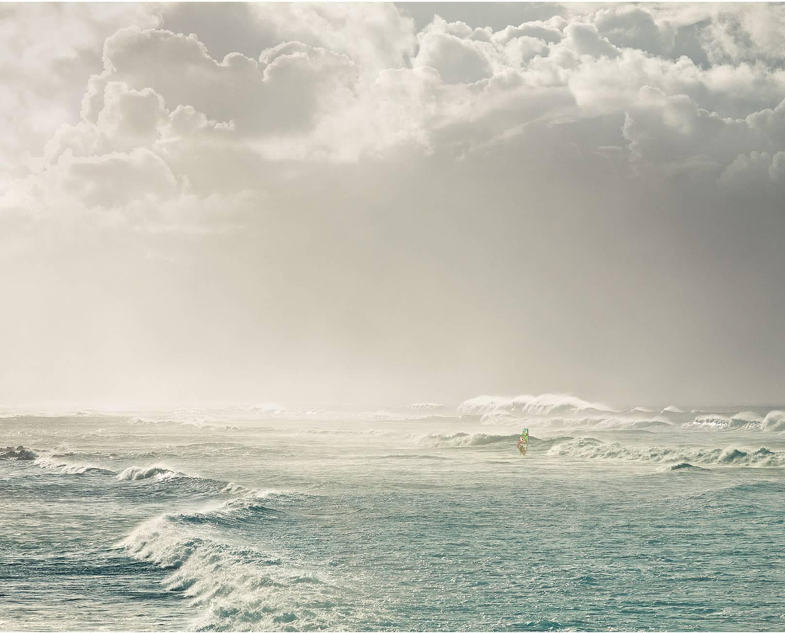 David Burdeny Landscape Photograph - Lone Wind Surfer Hookipa Beach Hawaii