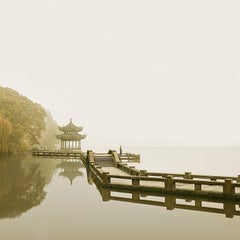 Man beobachtet den Sonnenaufgang, Hangzhou, China