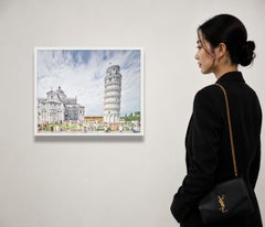 Piazza dei Miracoli, Pise, Italie, tirage pigmentaire d'archive, encadré, 21 x 26