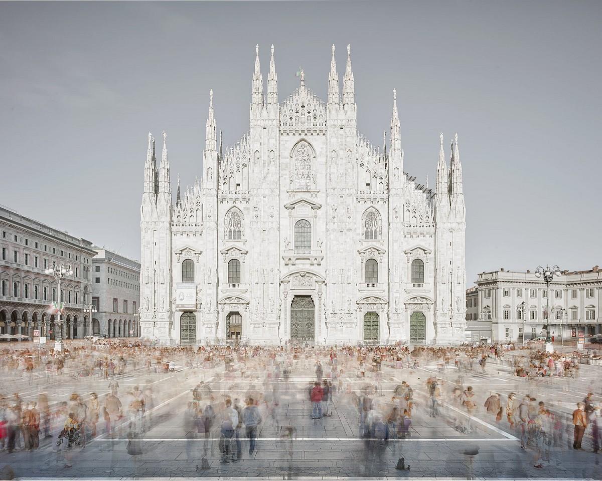 Piazza of Shadows, Milan, Italy (Color Photography)