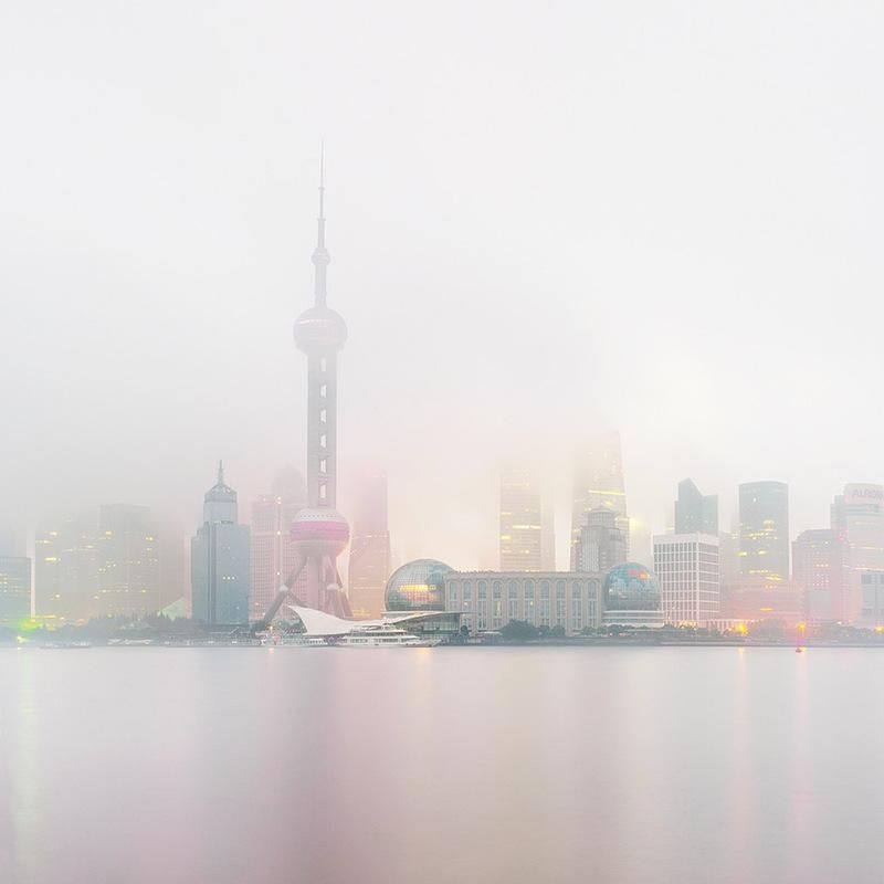 David Burdeny Landscape Photograph - Shanghai Skyline (Dawn), China
