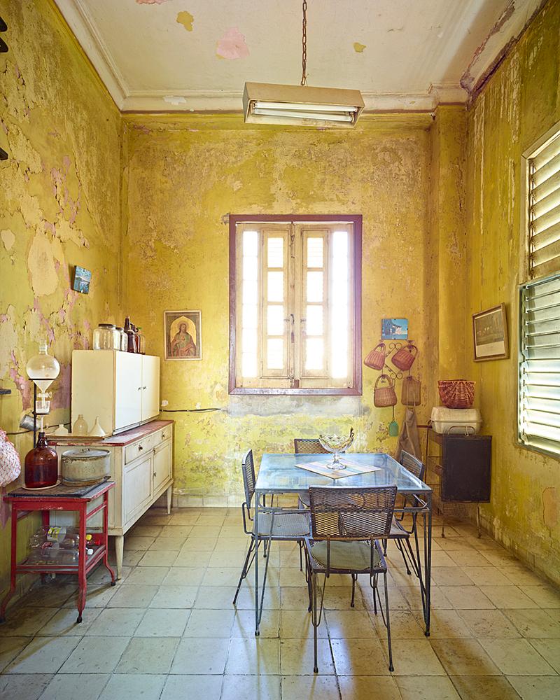 David Burdeny Interior Print - Yellow Kitchen, Havana, Cuba