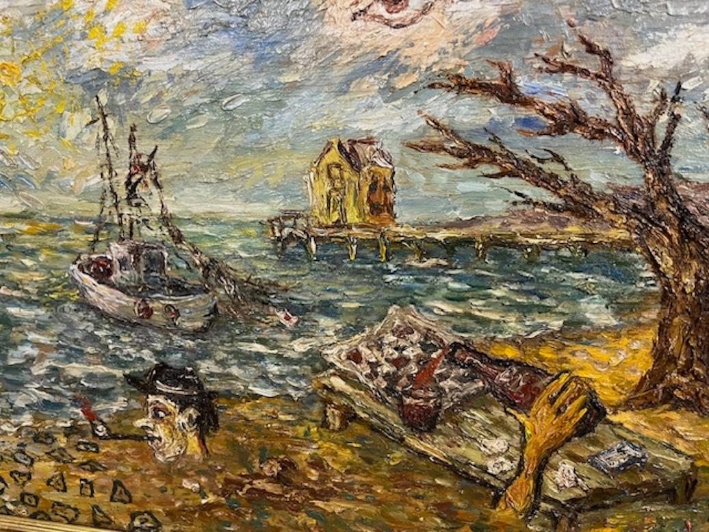 Wood David Burliuk Painting on Board For Sale