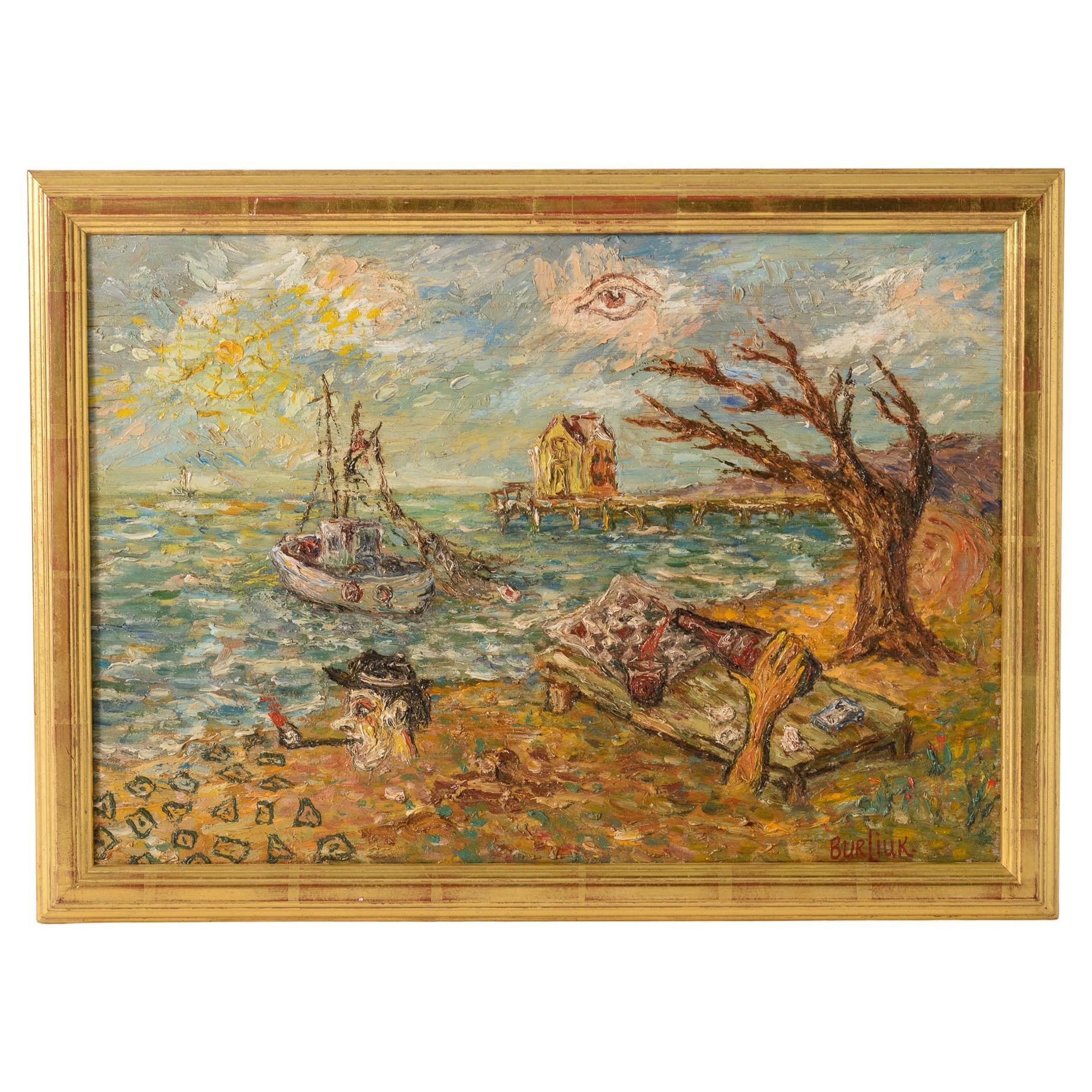 David Burliuk Painting on Board For Sale