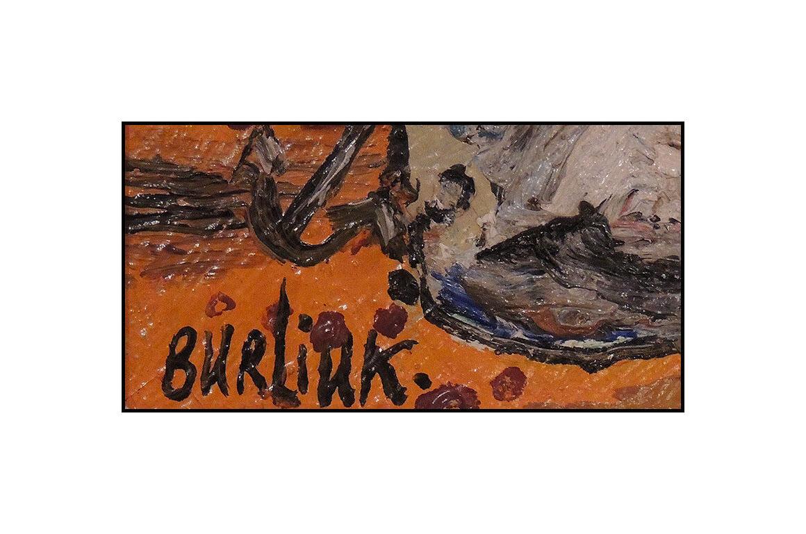 David Burliuk Original Painting Oil on Board Signed Authentic Landscape Artwork For Sale 1
