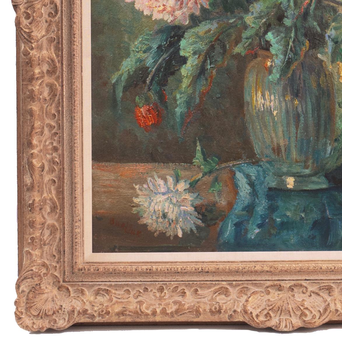 Natura morta di crisantemi', Parigi, Ecole des Beaux Arts, NYMOMA, Guggenheim - Still-Life Painting Marrone di David Burliuk