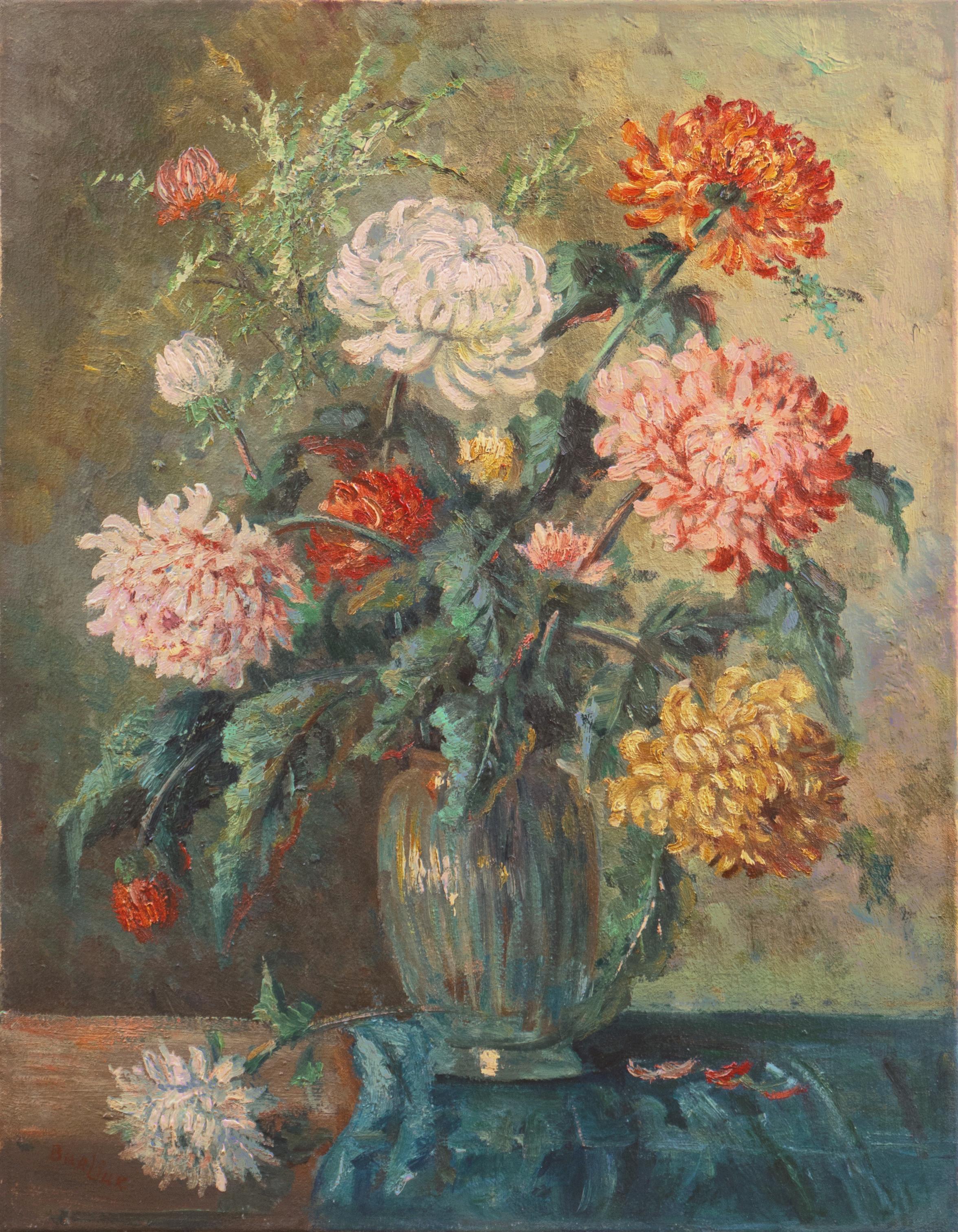 Natura morta di crisantemi', Parigi, Ecole des Beaux Arts, NYMOMA, Guggenheim - Painting di David Burliuk