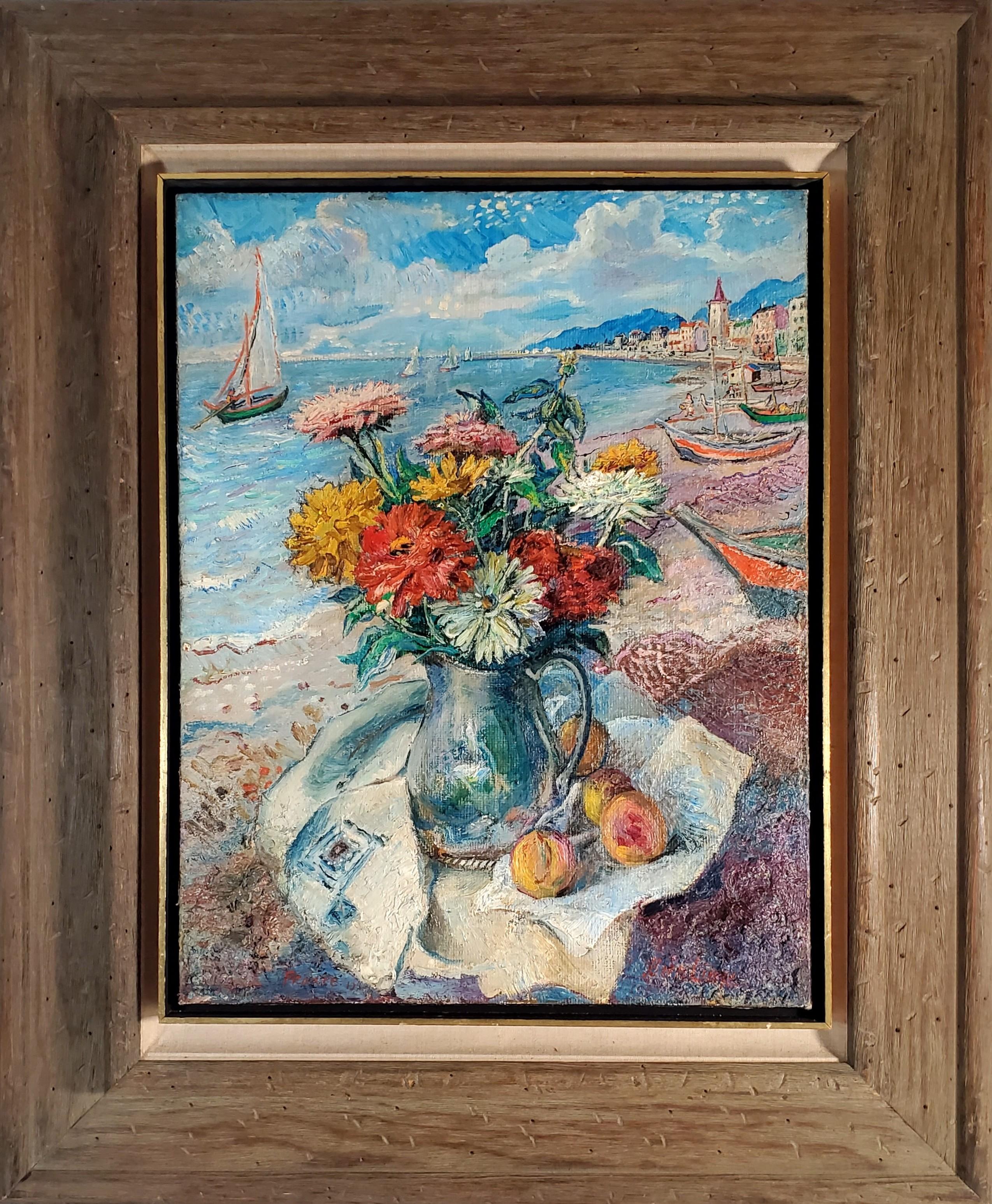 Naturaleza muerta en la playa de Francia - Painting de David Burliuk