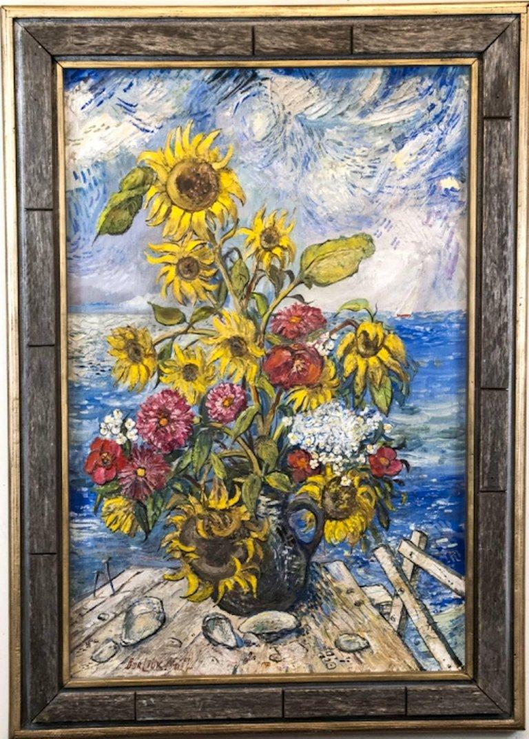 Sunflowers by the Sea - Painting by David Burliuk