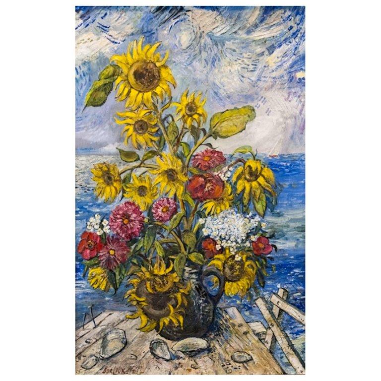 David Burliuk Still-Life Painting - Sunflowers by the Sea