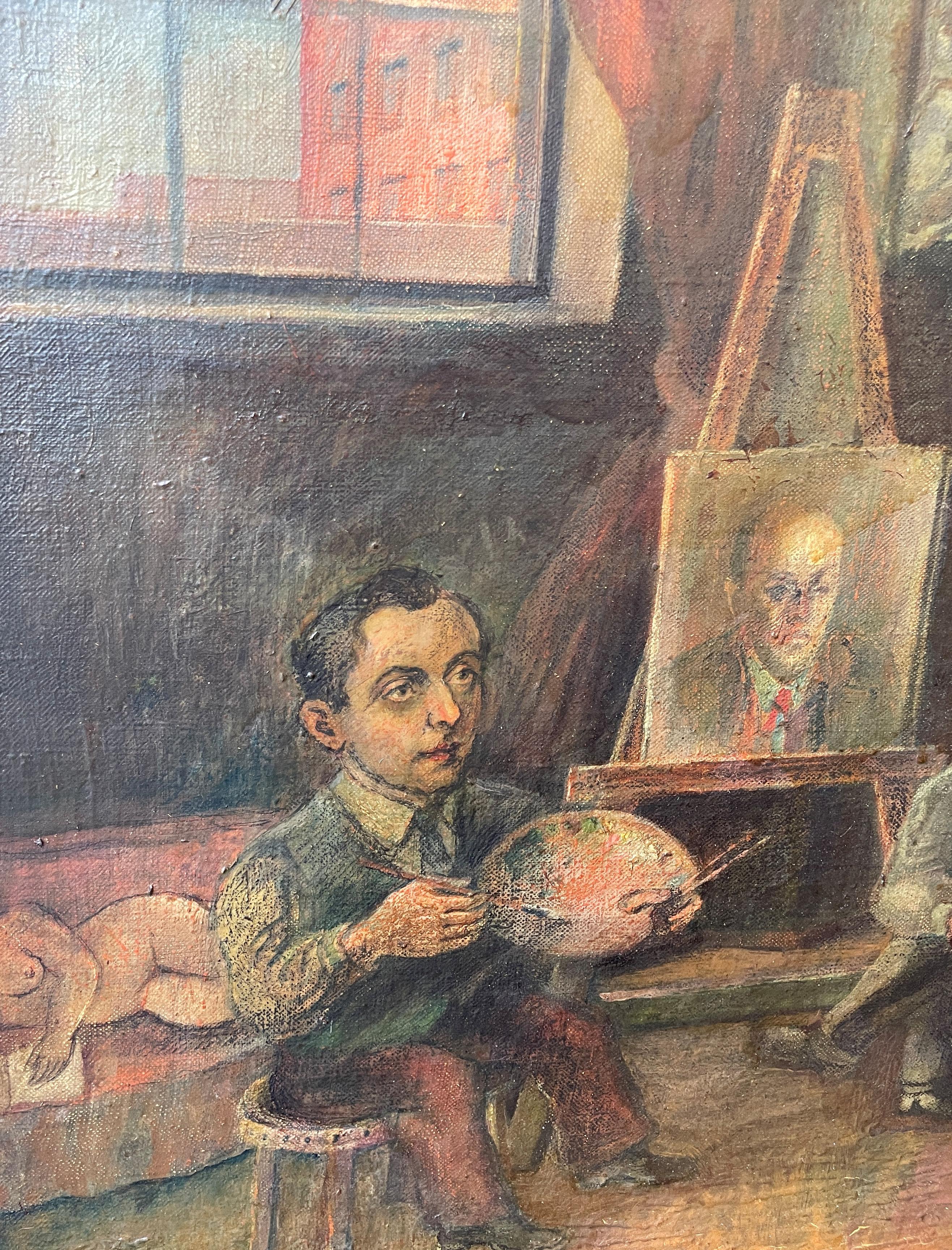 « The Soyer Brothers and Nicolai Cikovsky in the Studio » (Les frères Soyer et Nicolai Cikovsky dans le studio), David Burliuk, Shtetl 4
