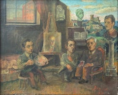 « The Soyer Brothers and Nicolai Cikovsky in the Studio » (Les frères Soyer et Nicolai Cikovsky dans le studio), David Burliuk, Shtetl