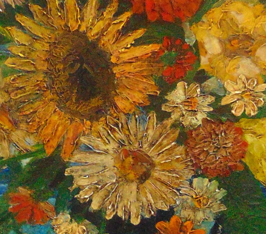 Jarrón de flores en la orilla del mar - Painting de David Burliuk