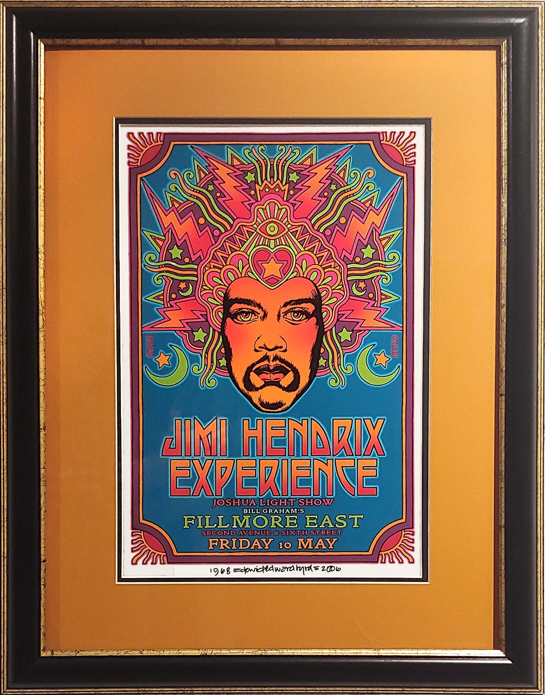 Portrait Painting David Byrd - Peinture originale de Jimi Hendrix Fillmore East 1968 concept acrylique sur acétate  
