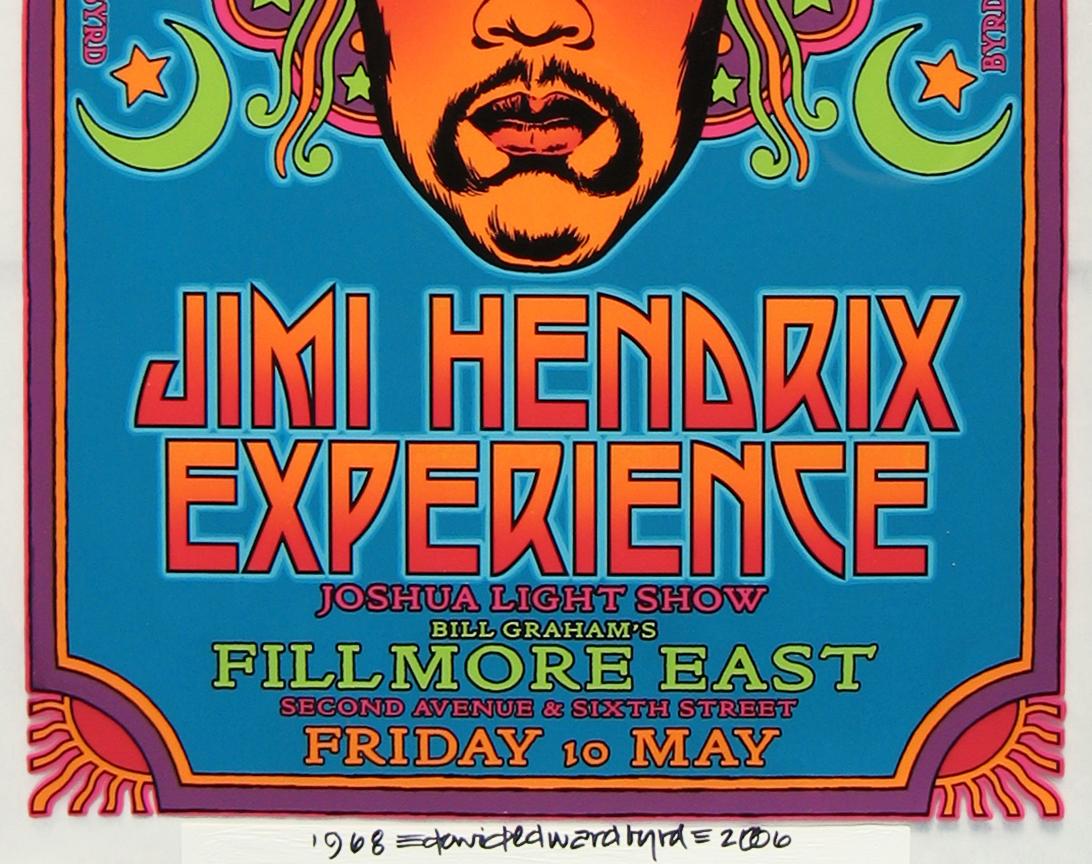 Peinture originale de Jimi Hendrix Fillmore East 1968 concept acrylique sur acétate   en vente 1