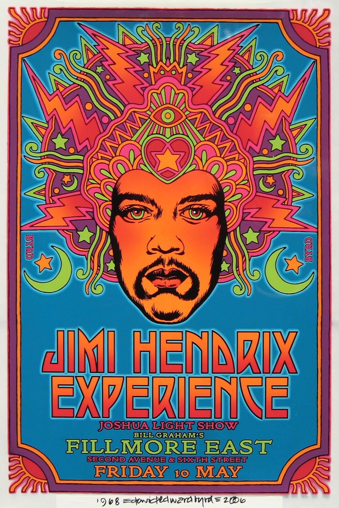 Jimi Hendrix original painting Fillmore East 1968 concept acrylic on acetate   - Painting by David Byrd