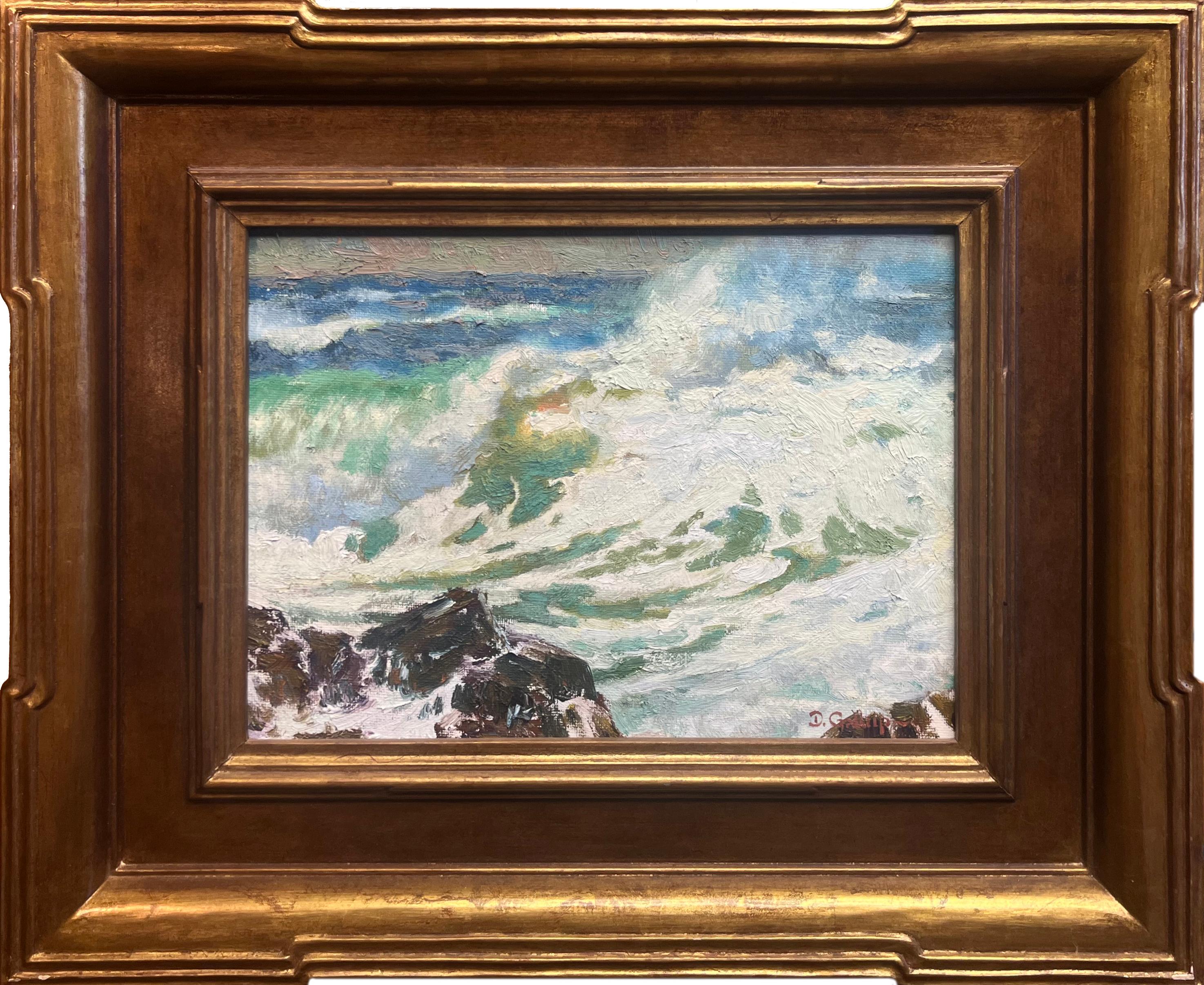 Landscape Painting de David C Gallup - Olas rompiendo; playa de Leo Carrillo, Malibú