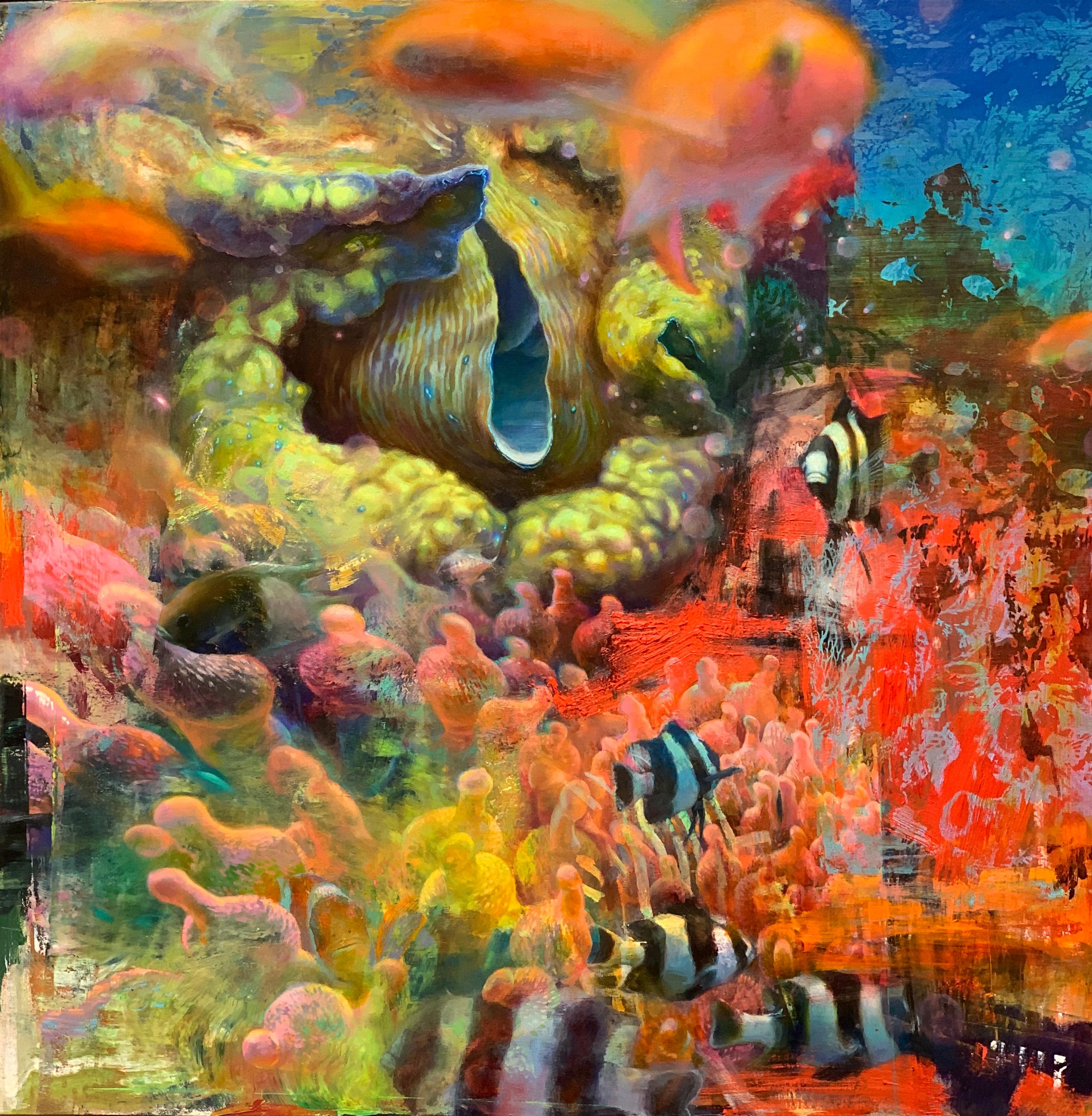 Animal Painting de David C Gallup - "Regeneración" del desove del coral en Raja Ampat, Indonesia