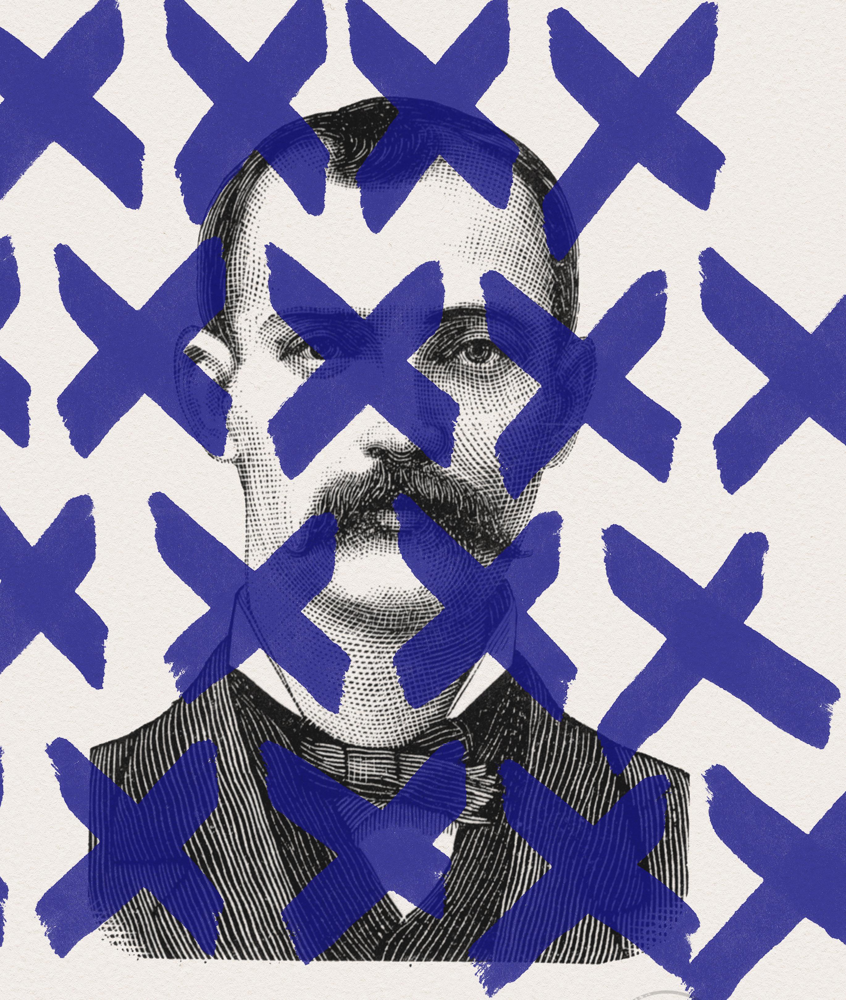 Giclée Print: 'BLUE CROSS' - Gray Portrait Print by David Calderley