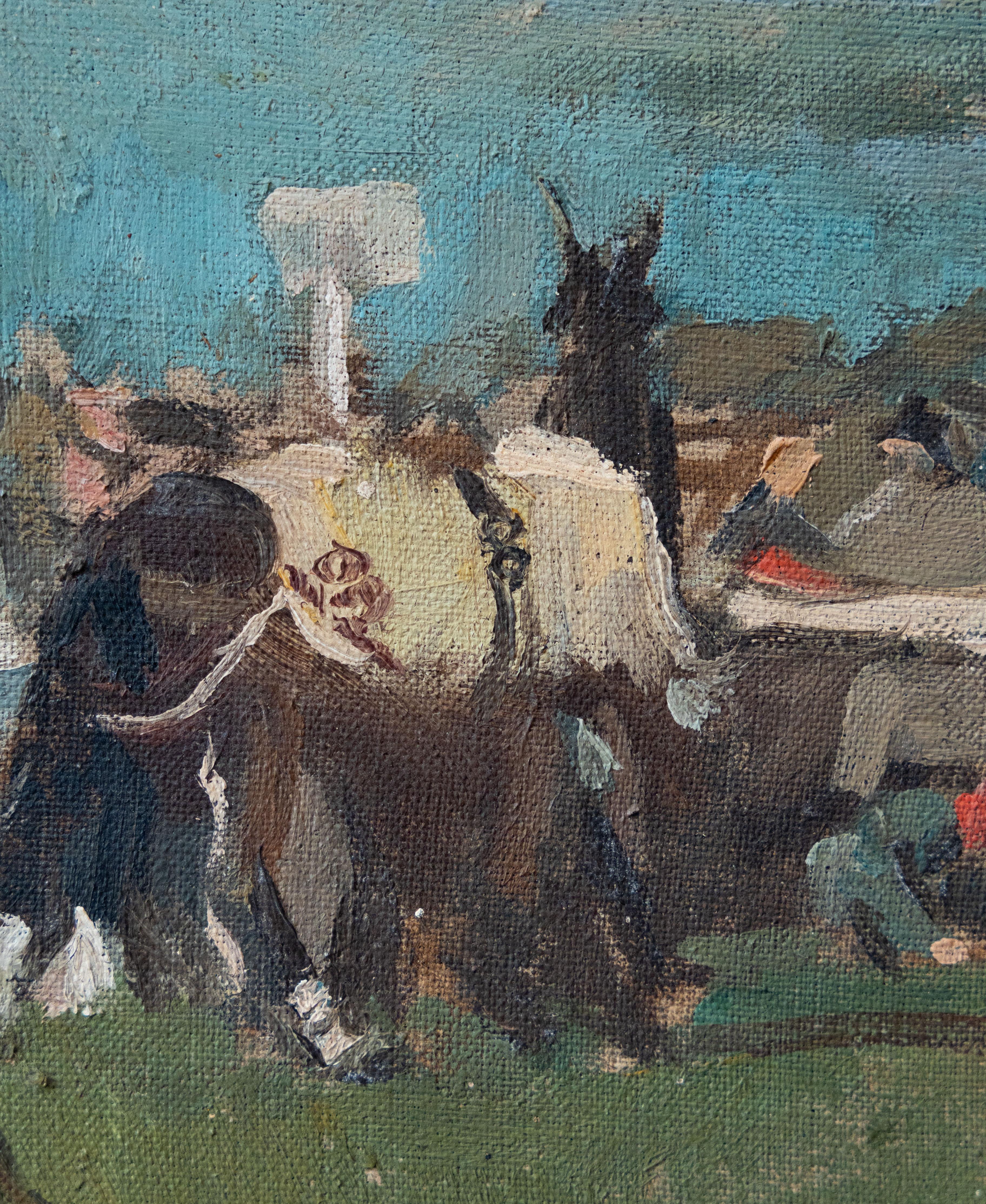 Course de Fakenham, Norfolk, David Giffard, signé - Marron Animal Painting par David Campbell Walter Giffard