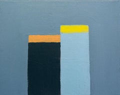 Blue Portrait of Still Life - Small, intimate, post-minimalist acrylic on canvas