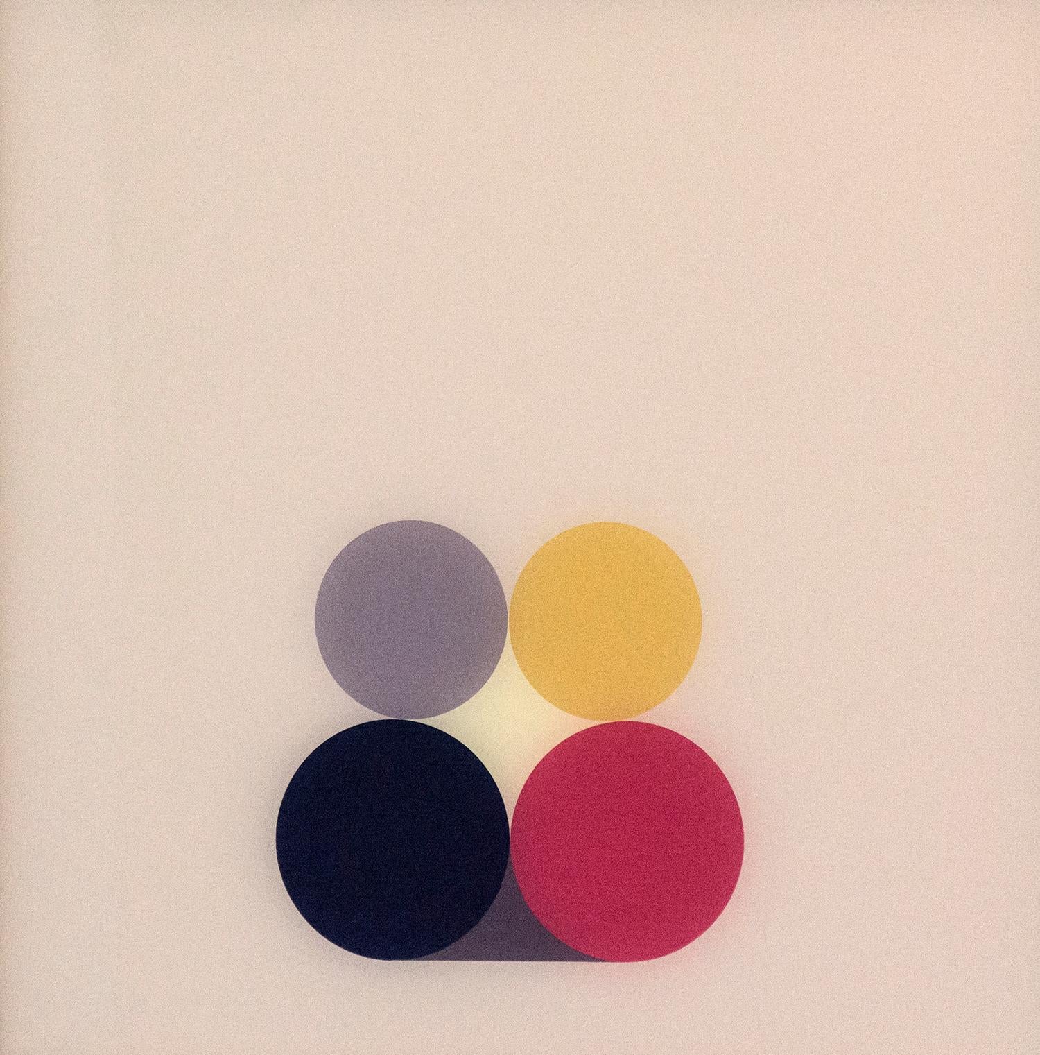 David Cantine Abstract Painting - Purple Still LIfe 1 - bright, geometric minimalist, acrylic on plexiglass