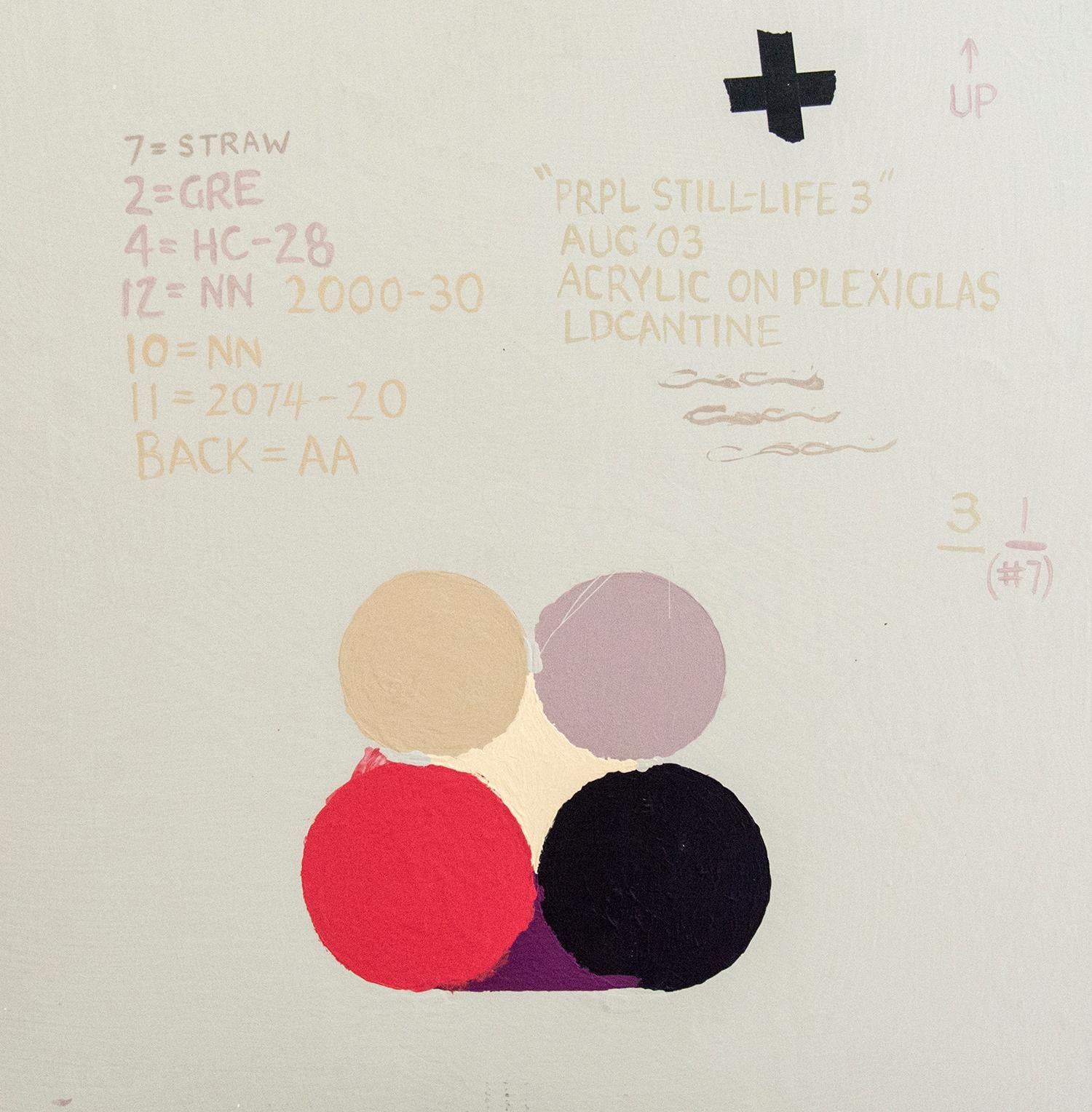 Lila Still LIfe 3 - hell, geometrisch minimalistisch, Acryl auf Plexiglas (Beige), Abstract Painting, von David Cantine