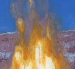 "Fire Ring Over Winter Ridge" (2022) By David Carmack Lewis, Oil Painting