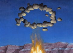 "Anillo de fuego sobre Winter Ridge" (2022) Por David Carmack Lewis, Pintura al óleo