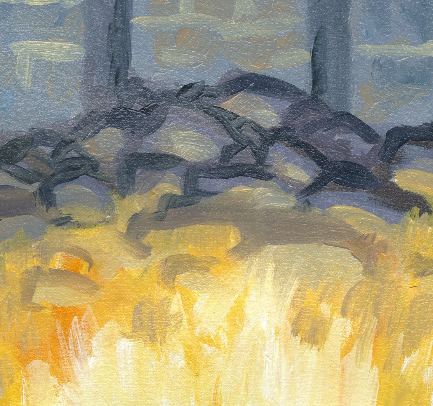 „Homestead Chimney“ (2022) von David Carmack Lewis, Original-Ölgemälde im Angebot 1
