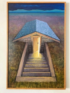 "The Root Cellar" - Impressionist Surrealist Landscape, Oil Painting on Panel