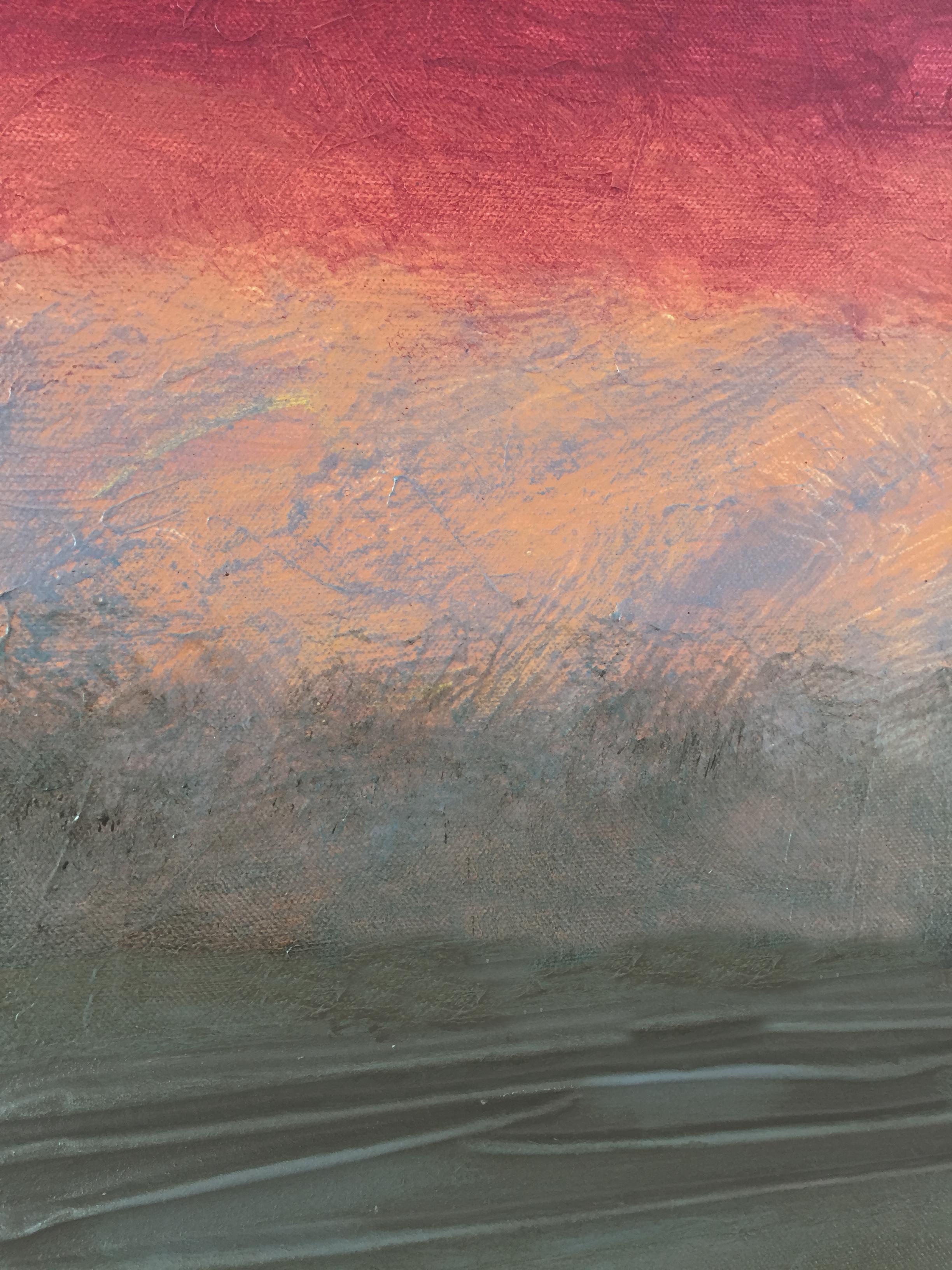 <p>Artist Comments<br />An abstract view of dusk across an expansive green, golden and red field. A soft band of light hovers between the horizon and low hanging clouds. Part of artist David Carter's signature series of modern mixed media paintings