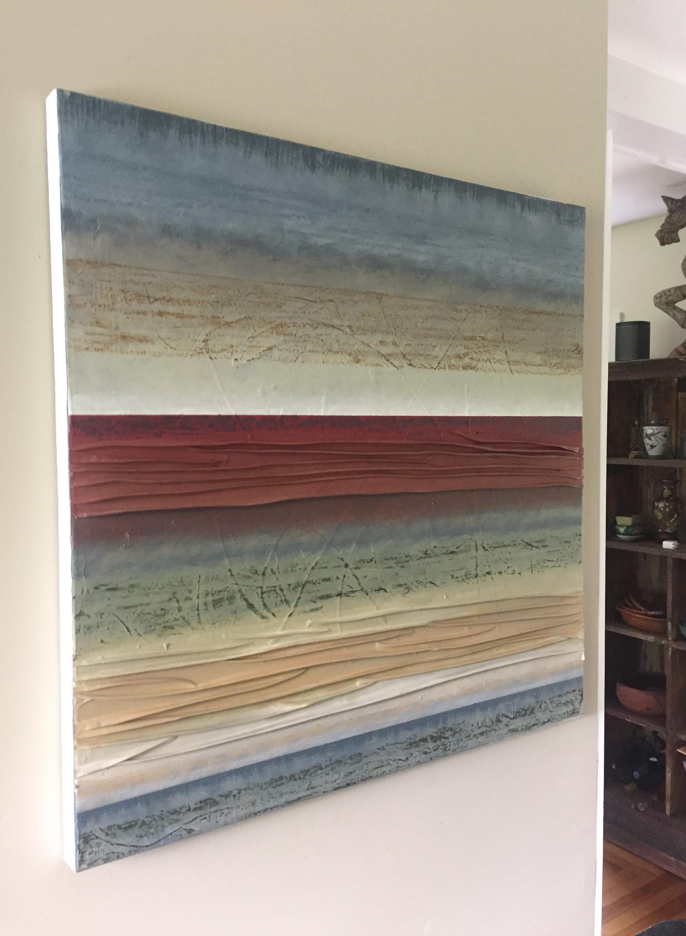 <p>Artist Comments<br>An abstract landscape evoking a meditative sunset. Green and sienna fields lead the eye to soft yellow light on the horizon. Inspired by the Color Field paintings of Mark Rothko. Artist David Carter explains that the title