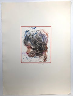 Summer Blues (abstract expressionist monoprint)