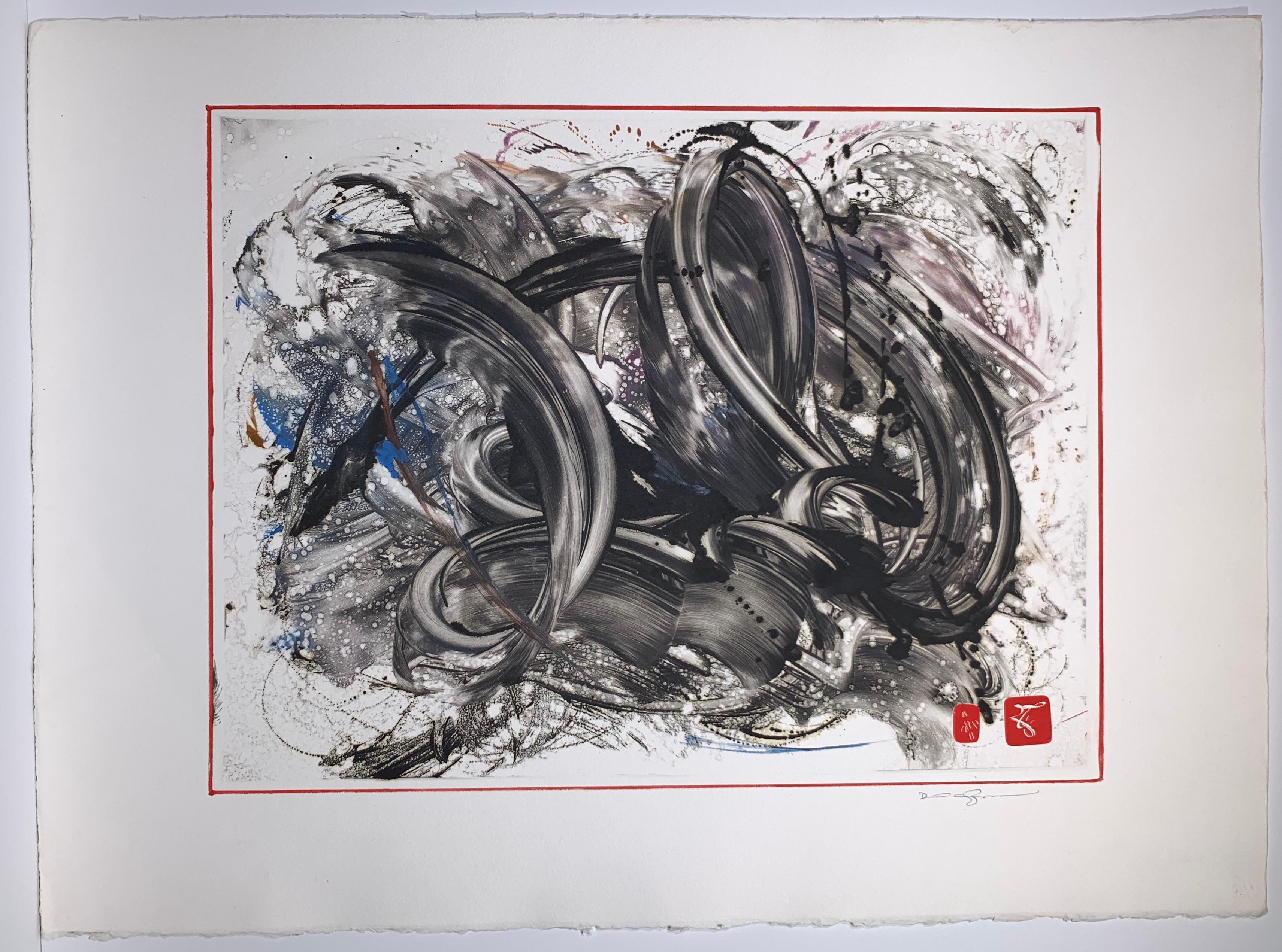 David Chamberlain Abstract Print - Untitled (abstract expressionist monoprint)