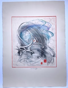 Visage for Cello (abstract expressionist monoprint)