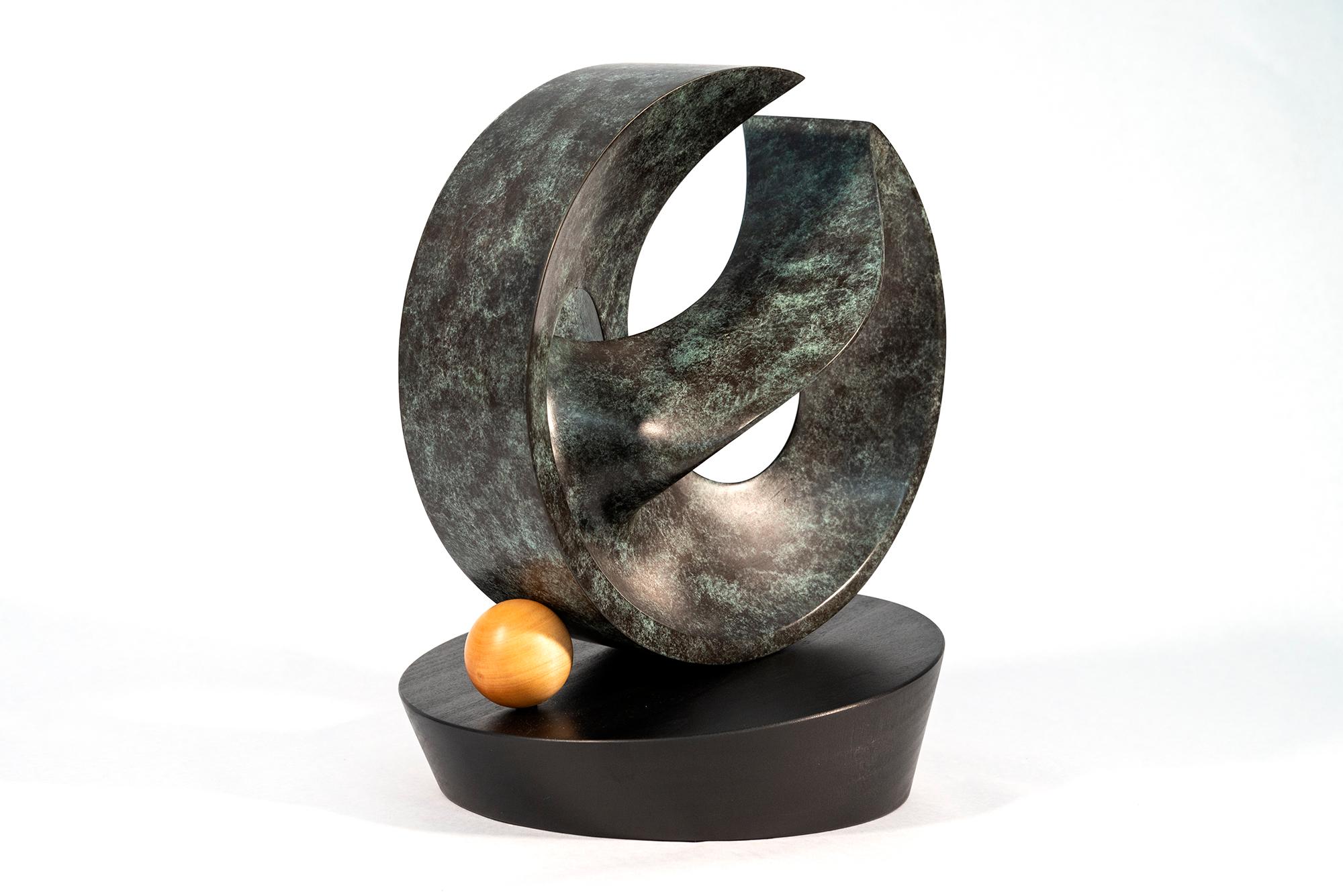 Open Clef Ed. 2/15 - abstract, sculpture, contemporary, bronze - Gold Abstract Sculpture by David Chamberlain